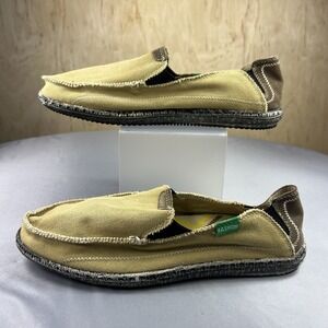 Men's Size 45 Beige Canvas Boat Shoes Slip-On Loafers Vintage Flat NIB